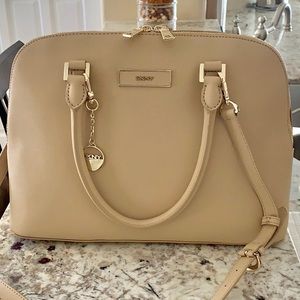 DKNY Saffiano Leather Beige Dome Tote